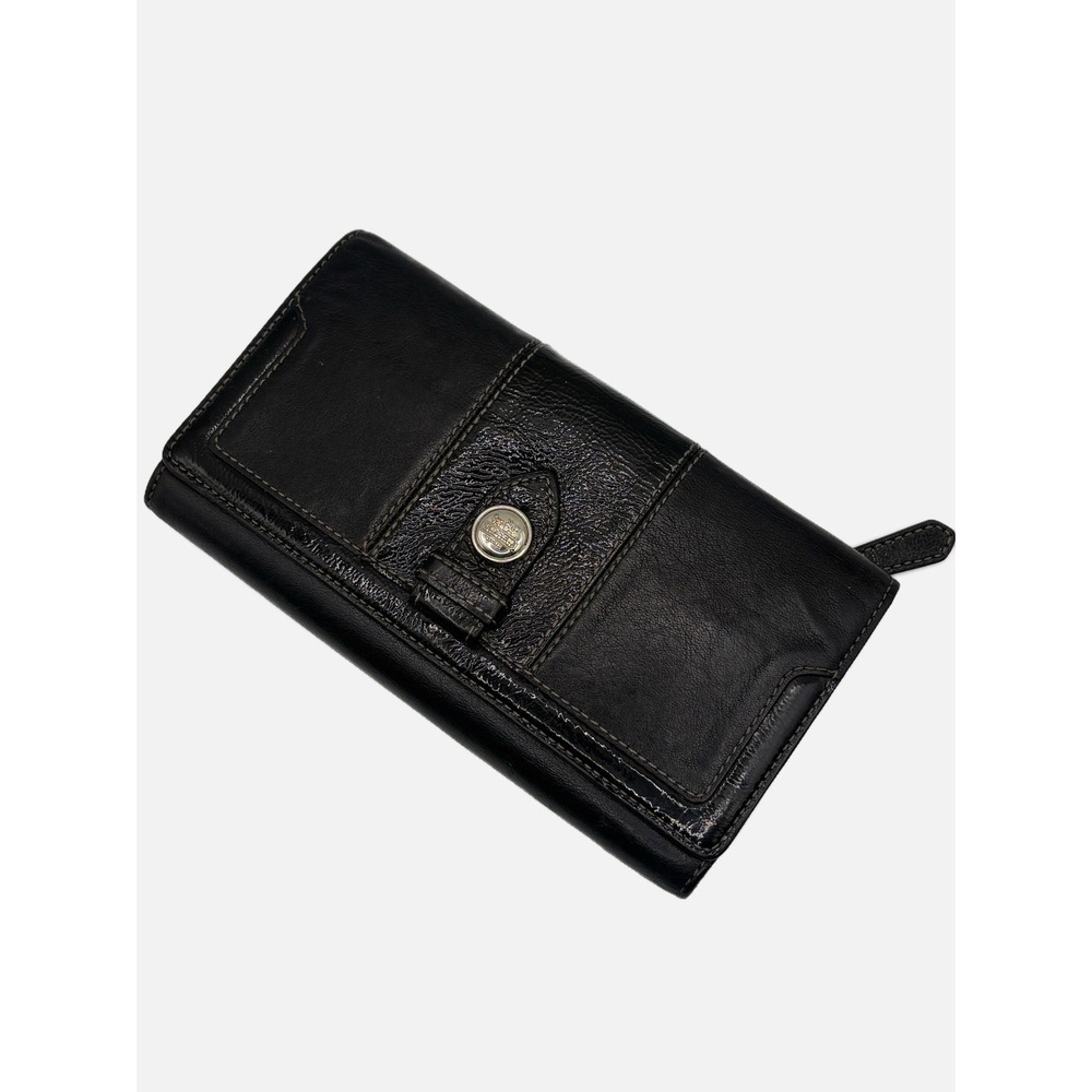 Coach Authentic Black Leather Madison Wallet Large Retro Light Purple Interior